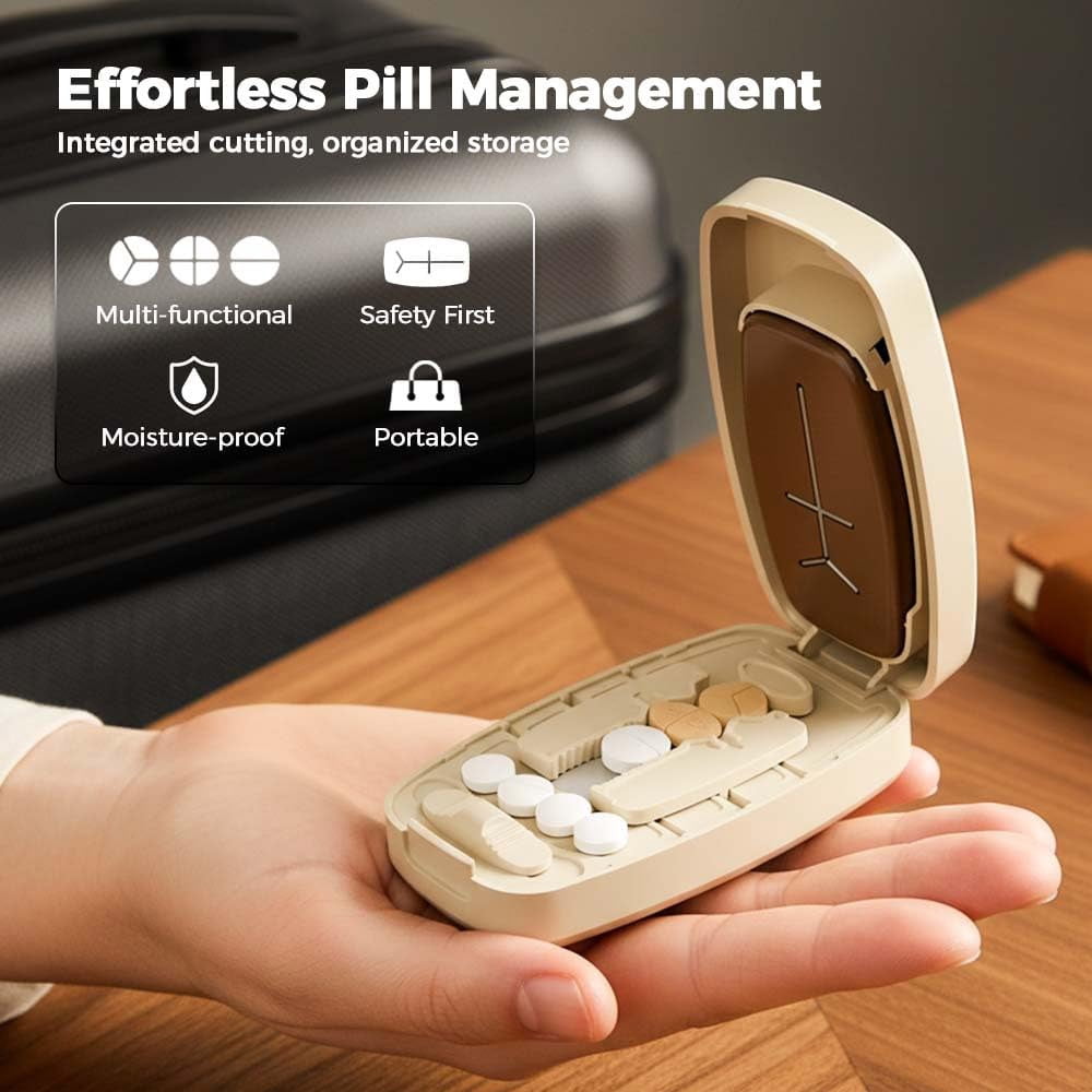 Adjustable Pill Cutter with Dual Fixing Clips, Precision Tablet Splitter for Small and Large Pills, Vitamins and Oval Tablets, Black — image 2