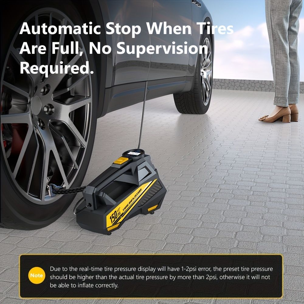 Black CaRSun Tire Inflator Portable Air Compressor LED Light Tire Inflator DC 12V — image 6