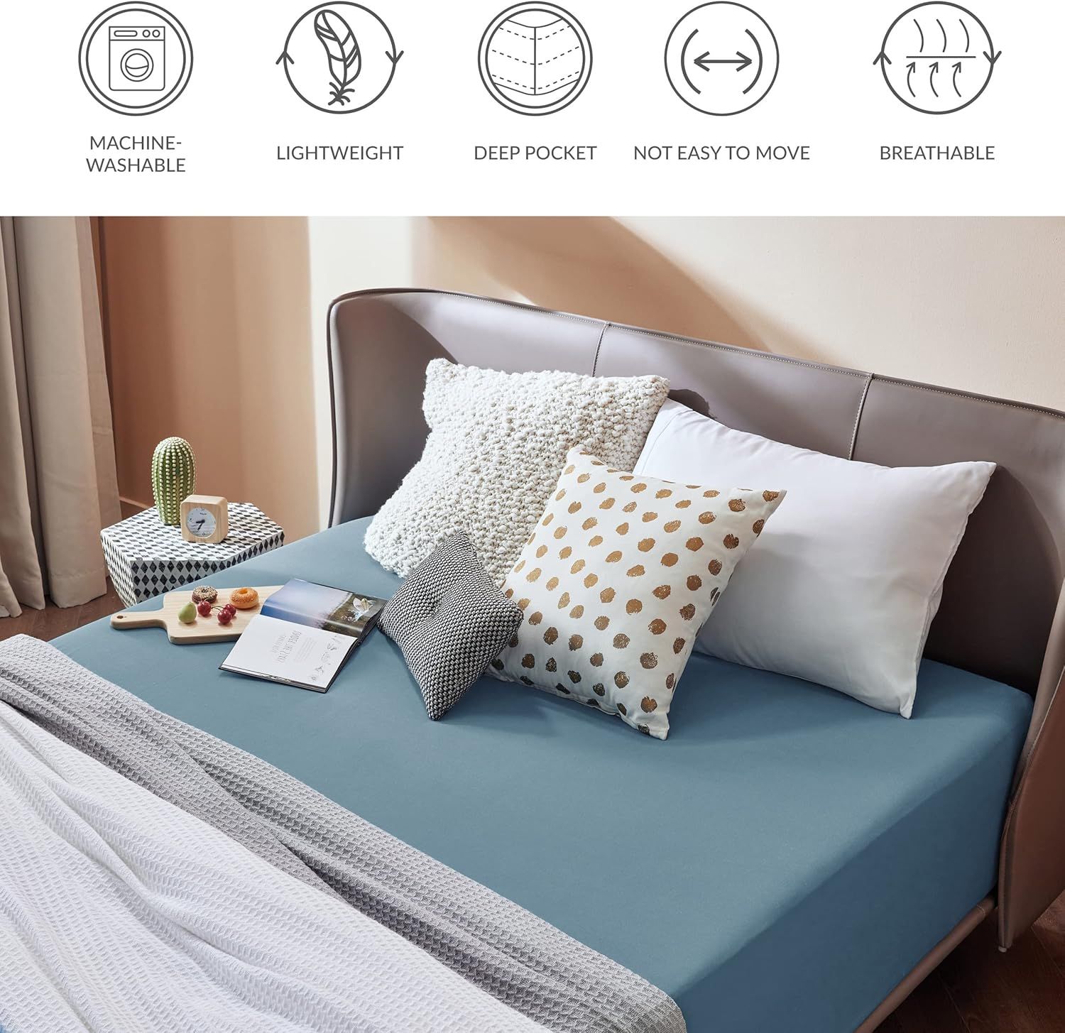 2000TC Hotel Quality Fitted Sheets - 2 Piece Fitted Sheets -Breathable Bedding - Wrinkle, Fade, Stain Resistant- 16inch/40cm Deep Pocket Fitted Bed — image 6