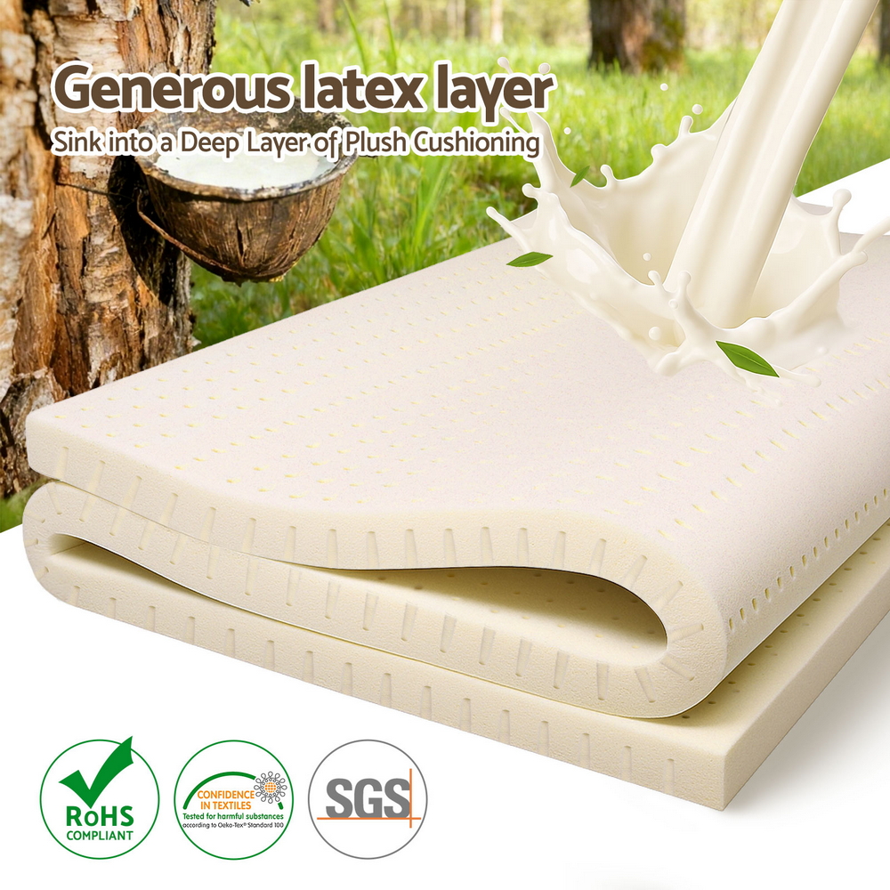 Giselle Bedding Latex Mattress Topper, 5cm Thick Cooling Bed Pad for Side Sleepers Pain Relief, 7 Zone Foldable Mat with Washable Cover for Guest โ image 5