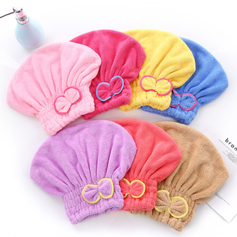 3-Pack Coffee color Thickened Coral Fleece Hair Drying Towel Cap – Double-Layered Absorbent Turban with Bow Design for Fast Drying and Gentle Care — image 3