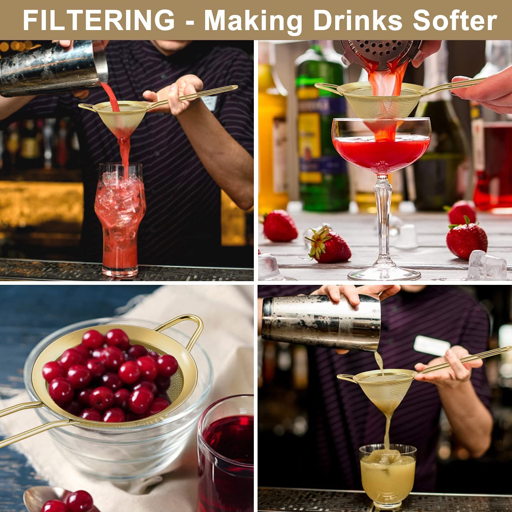 juice strainer,tea strainer, Effective Cone Shaped Cocktail Strainer For Cocktails, Easy Clean, Long Handle โ image 4