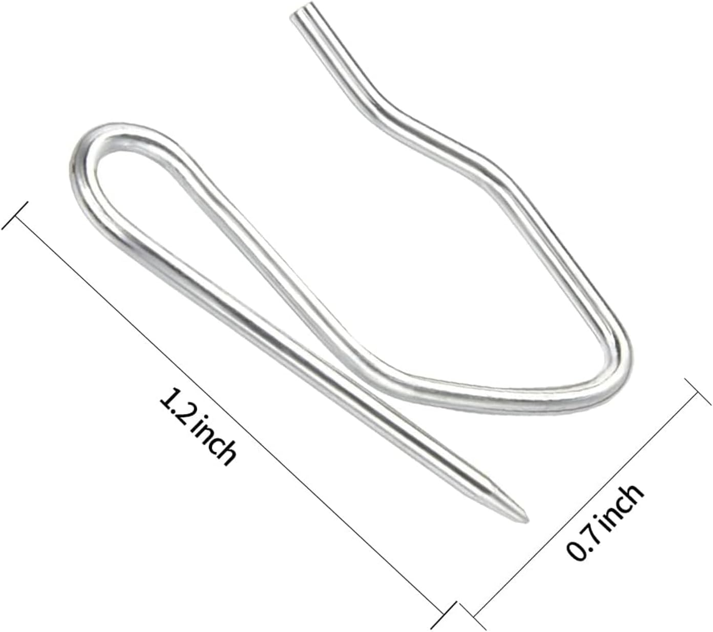 18pcs Metal Curtain Hooks, 1.2 Inch Drapery Pin and Hook for Pleated Drapes, Stainless Steel Door/Window/Shower Curtain, Silver — image 2