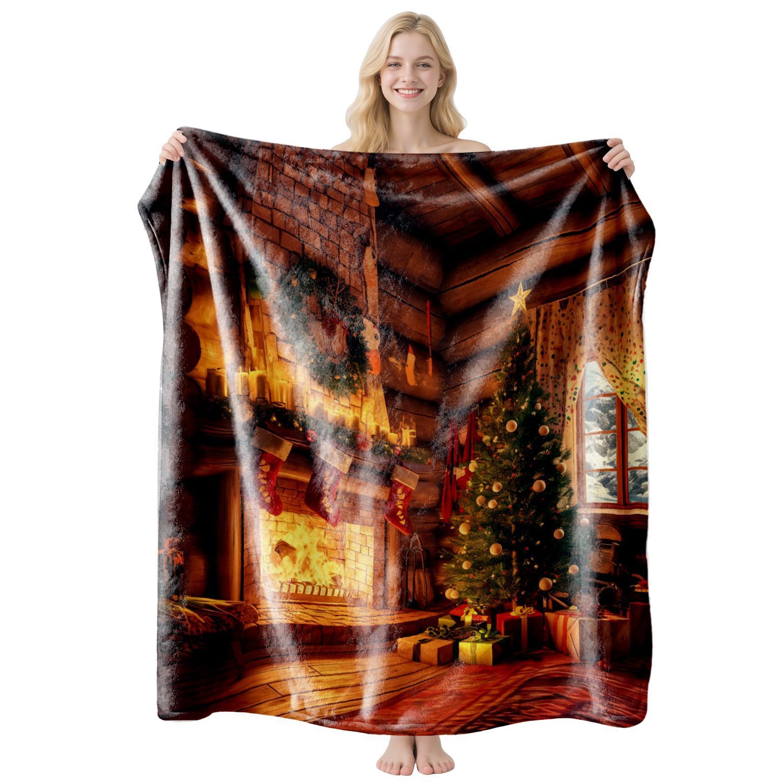 Christmas & Halloween Themed Flannel Blanket, Gentle‑Feel Rest Throw, Nice Holiday Gifting Option For Household Indoor Area, Style FLR‑200, Size M, 100 × 150cm