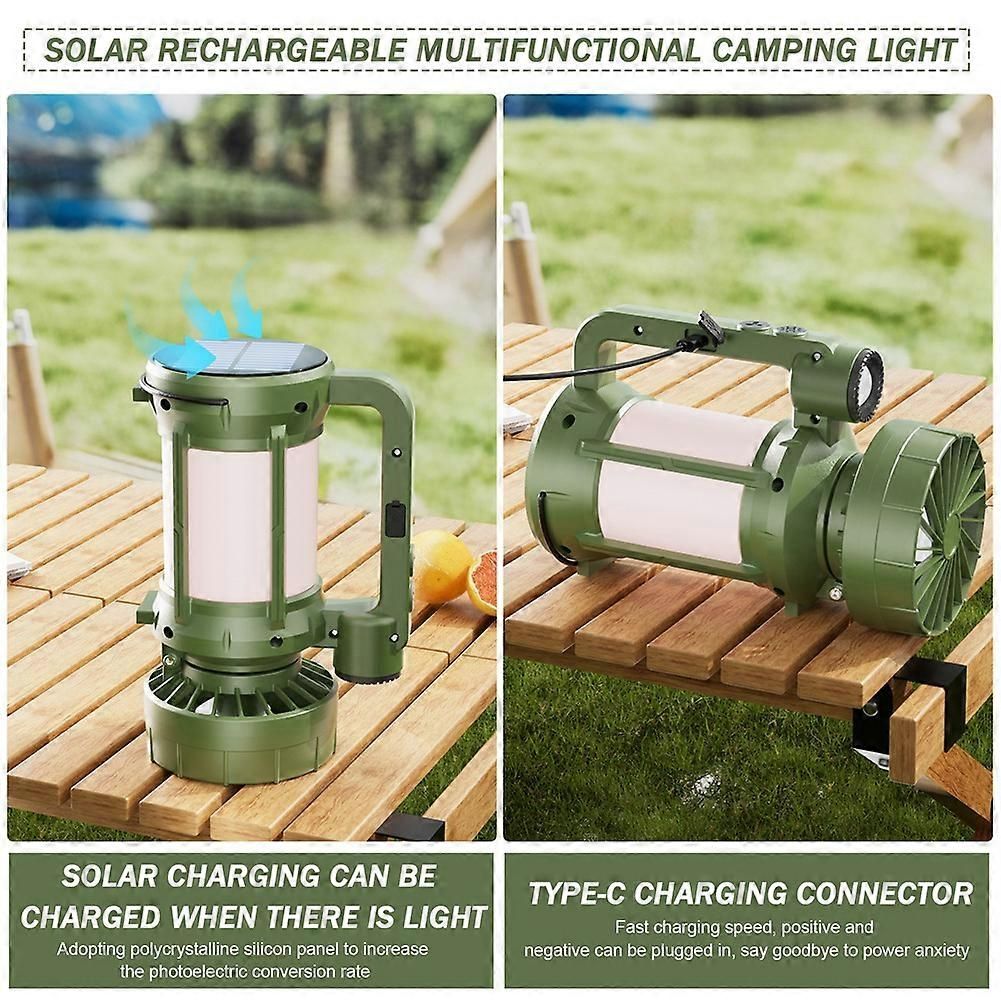 Solar Outdoor Camping Lantern with Cooling Fan Portable LED Flashlight Tent Lamp Searchlight for Outdoor Camping Hiking โ image 4