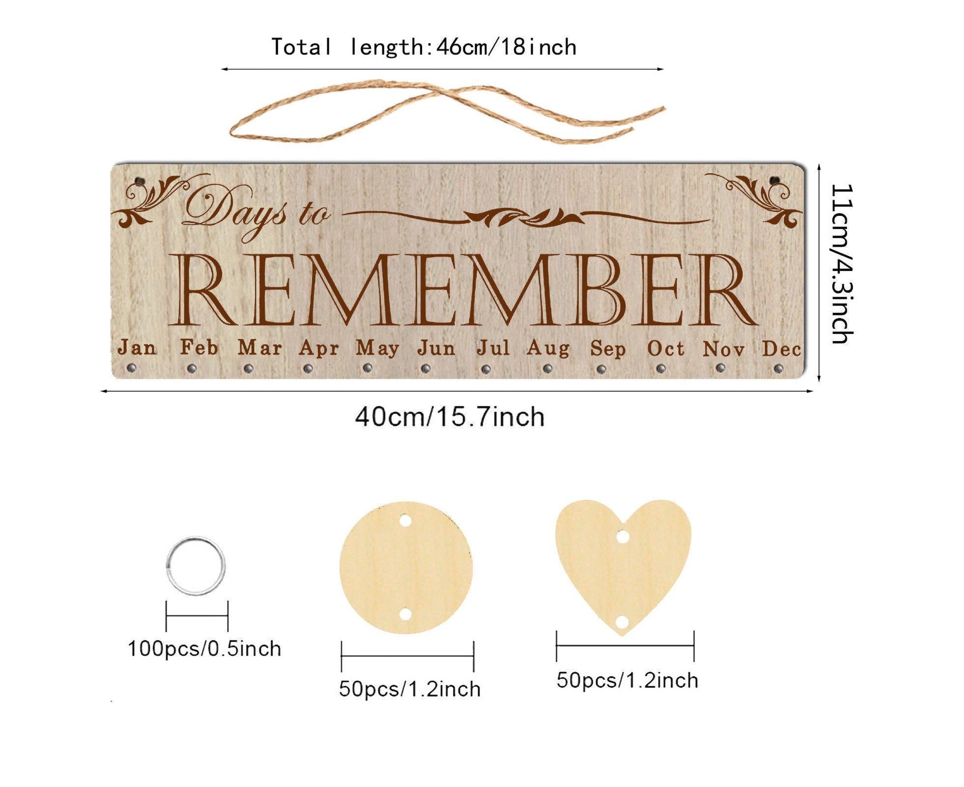 Wall Hanging Calendar Wooden Words Print Family Home Ornaments Office Decor- H โ image 6