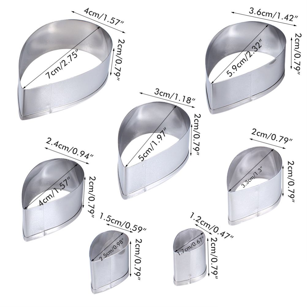 7Pcs/Set Rose Cutter Stainless Steel Water Drop Shape Fondant Flower Molds Petal Stencils Cutter Cake Decoration Tools โ image 2