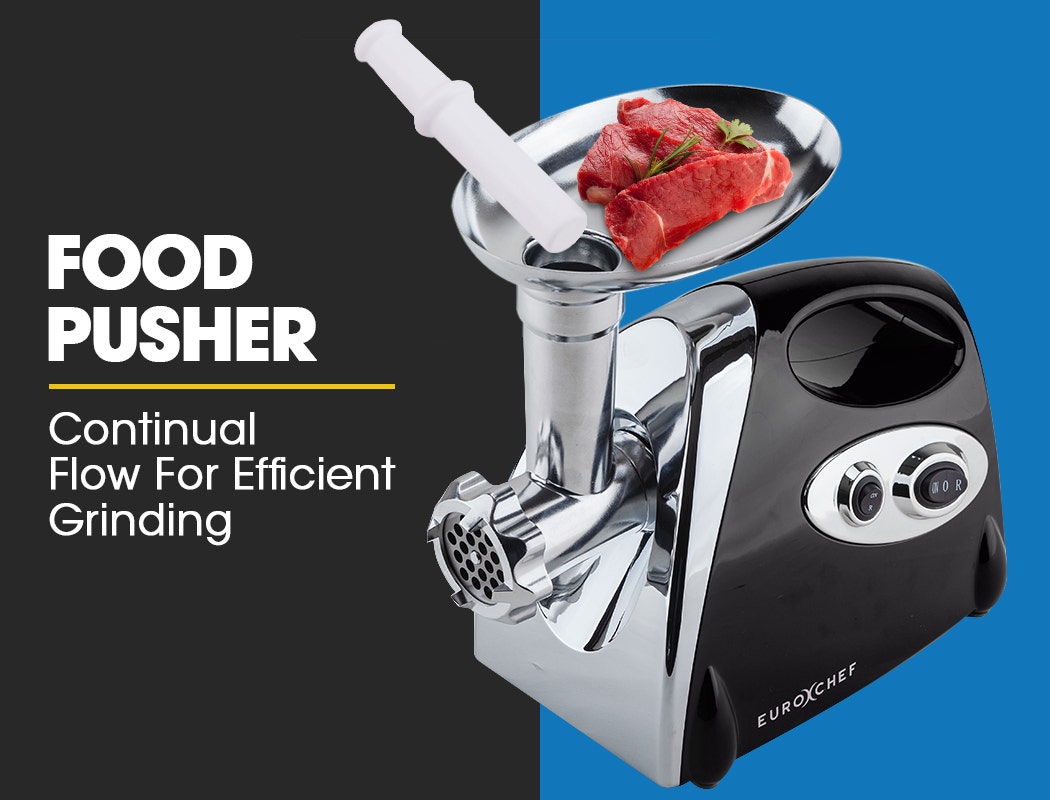 EUROCHEF Electric Meat Grinder, Stainless Steel Mincer Sausage Filler Kibbe Maker, Black โ image 4