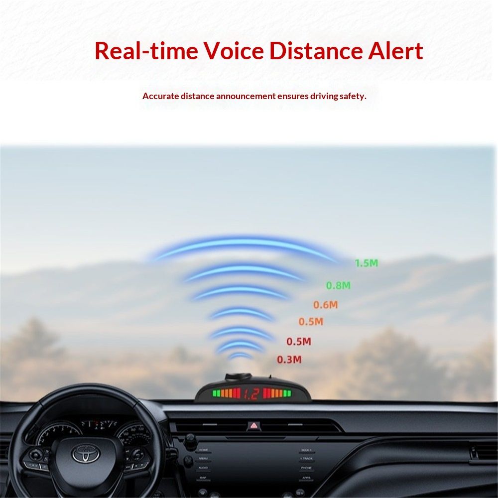 Car Reverse Parking Radar System with 8 Parking Sensors Distance Detection + LED Distance Display + Sound Warning (Black Color) — image 2