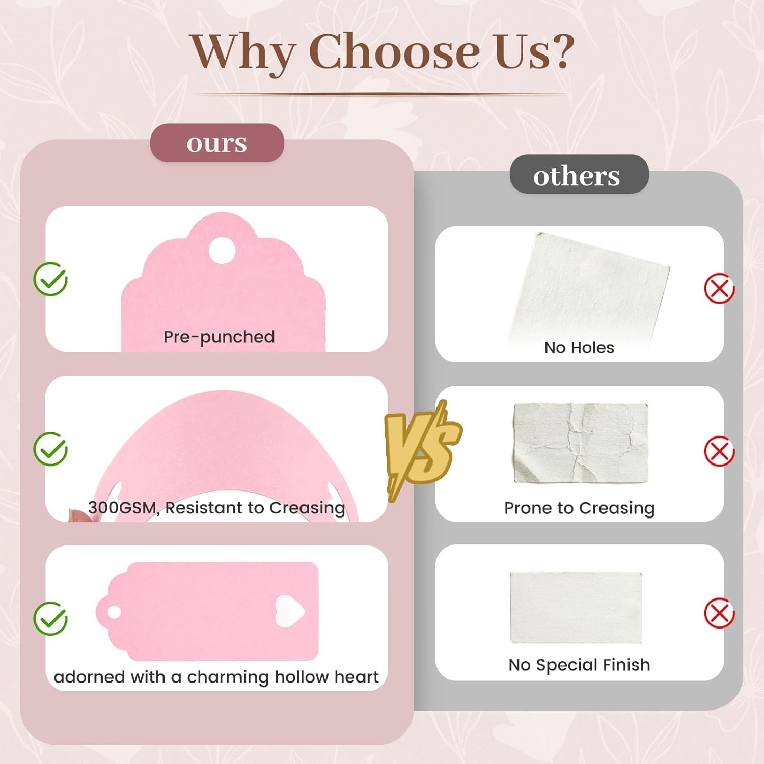 80PCS Gift Tags with String Attached, 3.5 × 1.5 Inches Pink Heart Gift Tags with String for Wedding, DIY Crafts — image 5