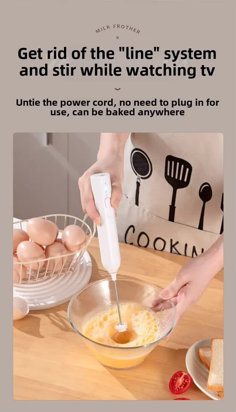 Black Mini Hand Mixer with Frother & Balloon Whisk Heads - Rechargeable Kitchen Tool โ image 2