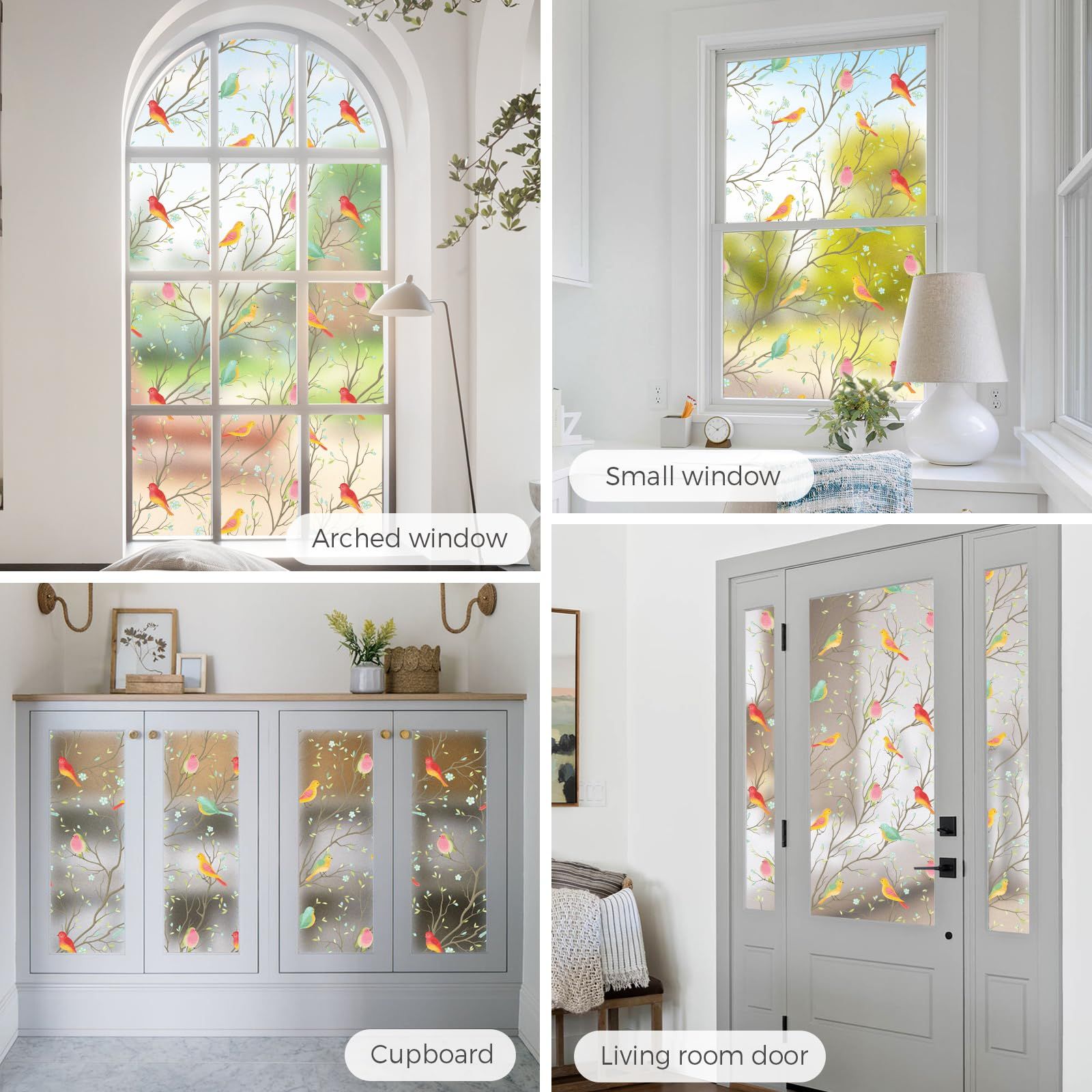 Stained Glass Window Film Non-Adhesive Static Cling Bird Frosted Glass Window Film Heat Control Window Stickers โ image 2