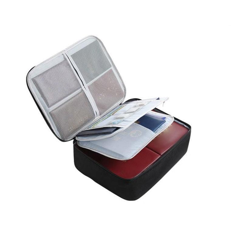 Large Capacity Multi-Layer Document Ticket Storage Bag Certificate File Organize 3 Layers - Black 3 Layers-B3