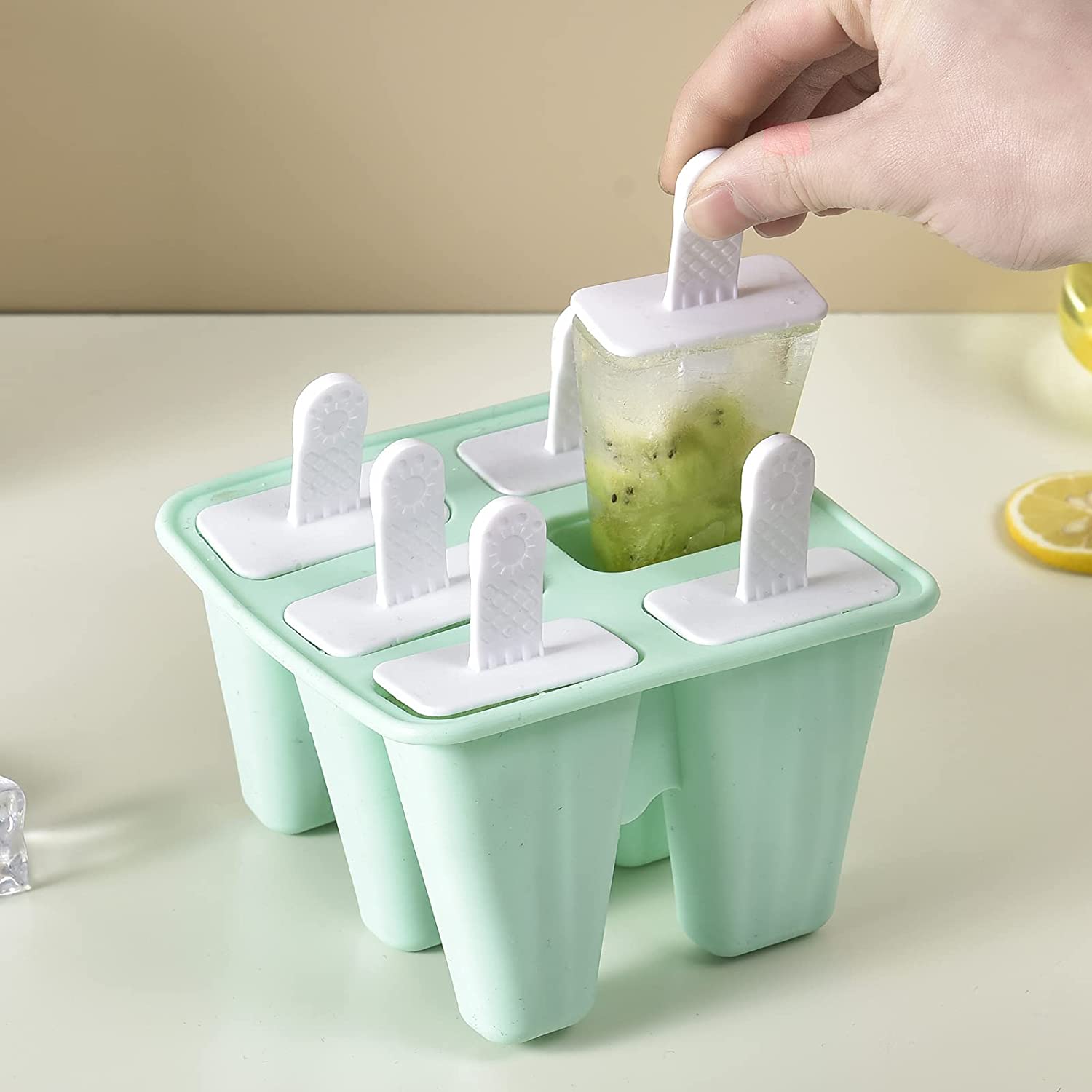 Silicone Ice Pop Molds 6-Well Easy Release, BPA Free Silicone Ice Cream Mold Green — image 6