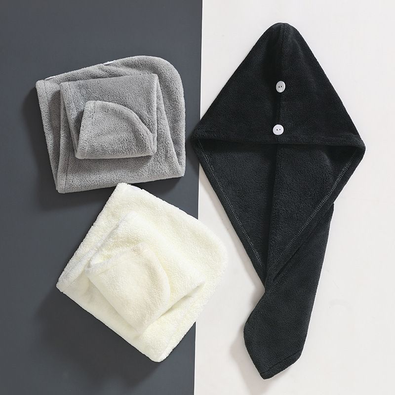 Microfiber Hair Towel, Super Absorbent Hair Turbans for Frizz Head Towels Wrap Drying Towels with Button for Long, Curly (3pcs) — image 2