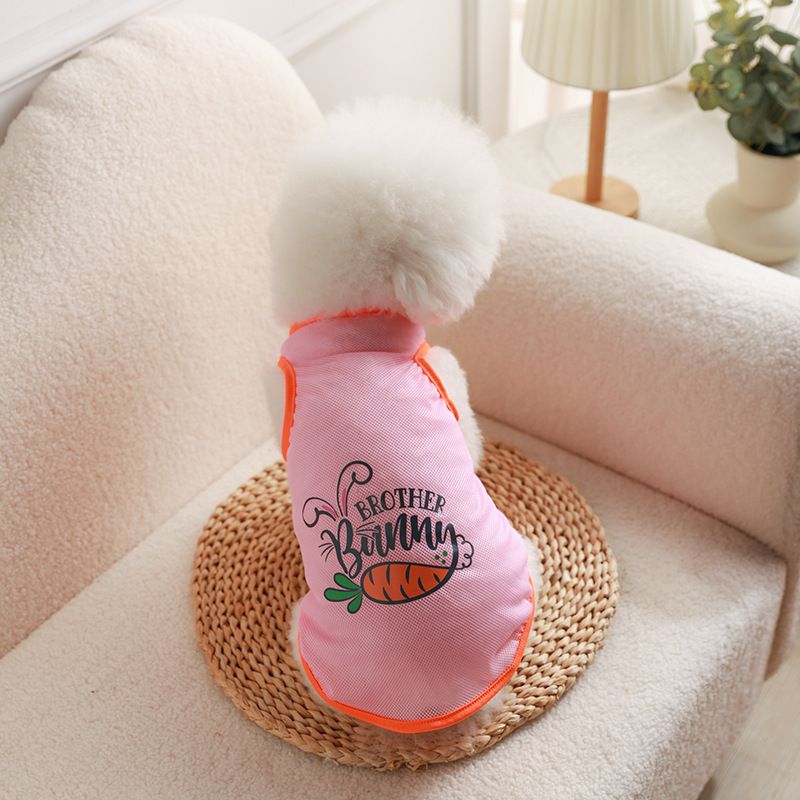 Pet Mesh Vest Polyester Trendy Cartoon Style Mesh vest-carrot