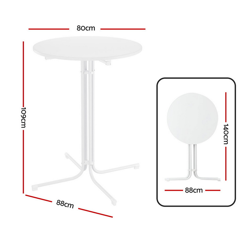 Gardeon Outdoor Bar Table Round Folding Desk Top 109cm Patio Furniture White โ image 2