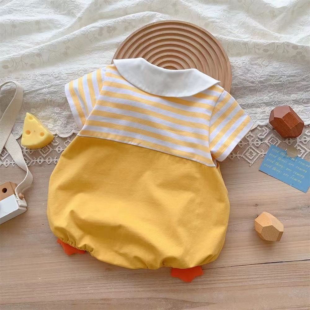 Baby Cotton Short Sleeve Summer Onesie 66cm Green [lapel fish frog bag fart]] — image 6