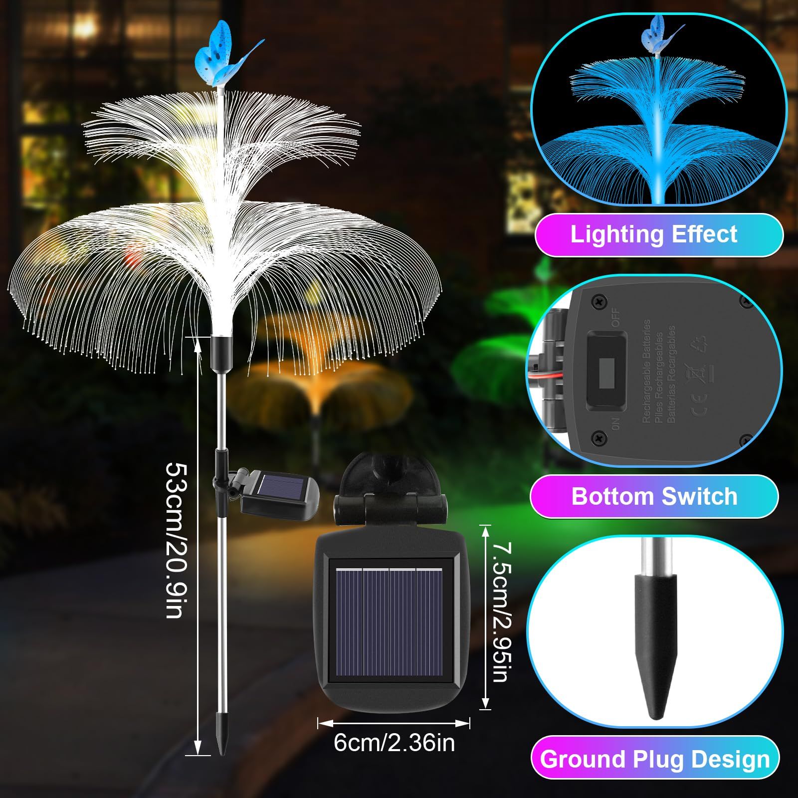 2-Pack Solar Jellyfish Garden Lights Waterproof for Yard Walkway and Lawn โ image 2