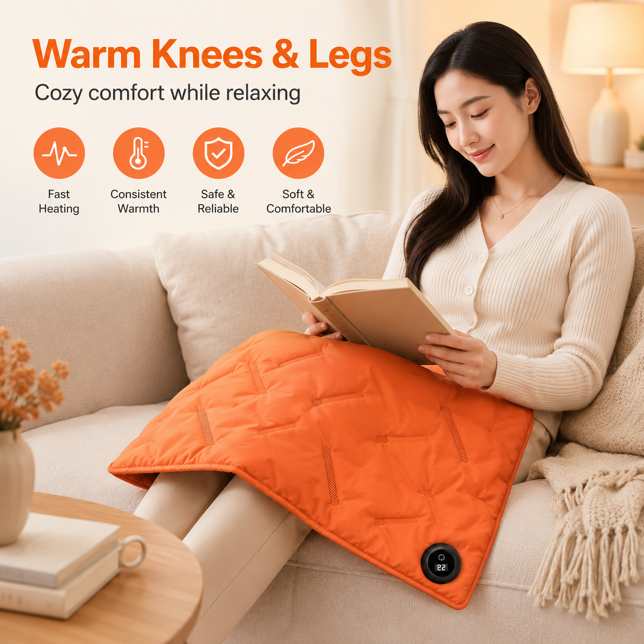 Rechargeable Hand Warmer Muff, USB Electric Heating Pad with Digital Display Temperature Control, 3 Heat Levels Portable Far Infrared Heated Cushion for — image 4