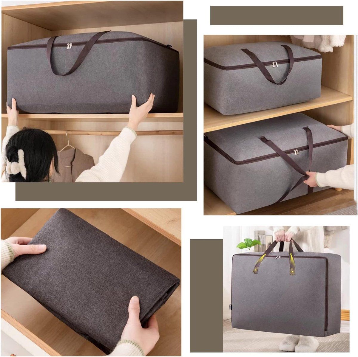 1 large zippered storage bag, Oxford fabric storage bags, Transport bags, Other under, bed storage bags for bedding, grey โ image 5