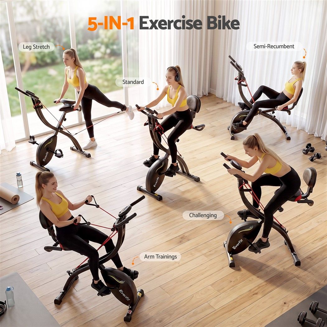 Everfit Folding Exercise Bike Magnetic X-Bike Indoor Cycling Resistance Rope โ image 4