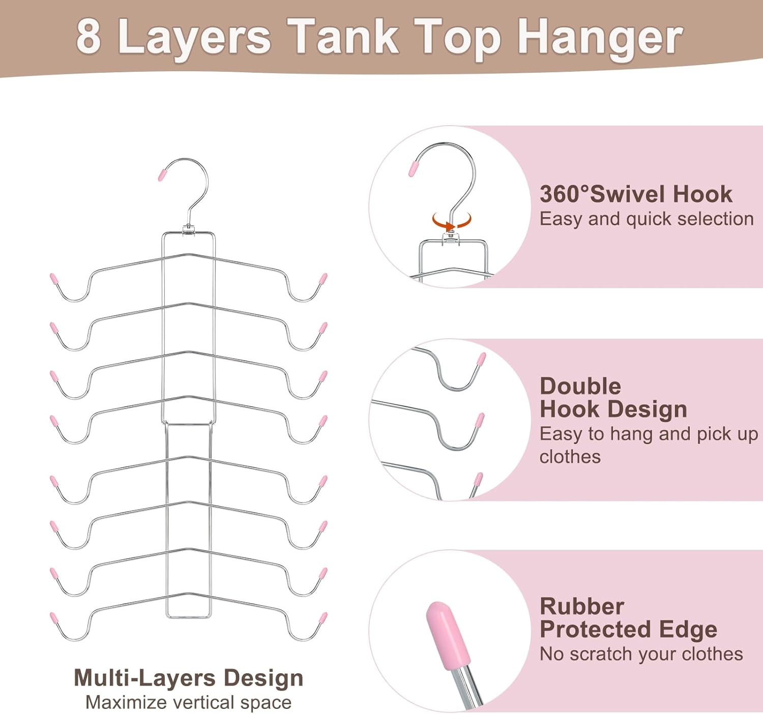 TOPIA HANGER 4 Pack Gym Clothes Organizer, 2 Pack Tank Top Hangers with 2 Pack Leggings Hangers Space Saving Hang 20 Sets Tank Top Bra with Leggings Shorts — image 6