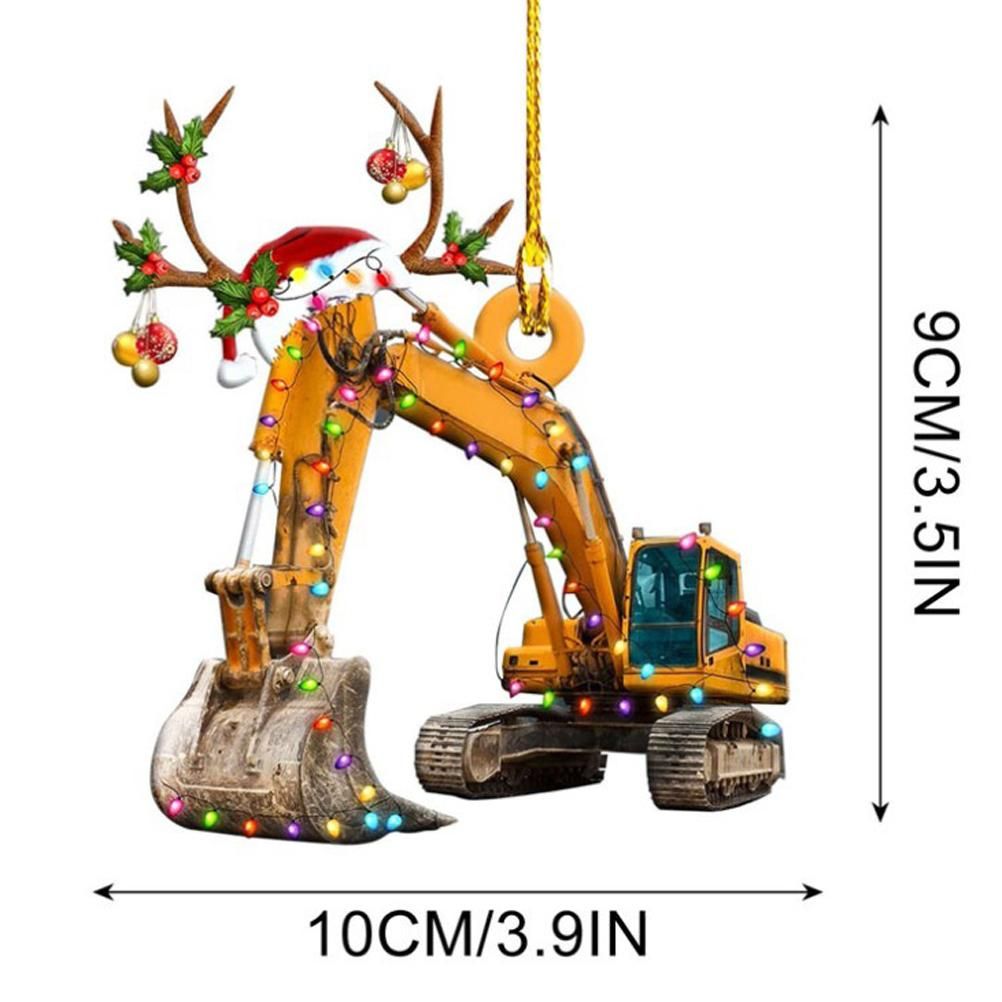 Christmas Tree Pendant Hanging Decoration Gift Personalized Fire Truck Vehicle Truck Boat Excavator Pendant — image 2