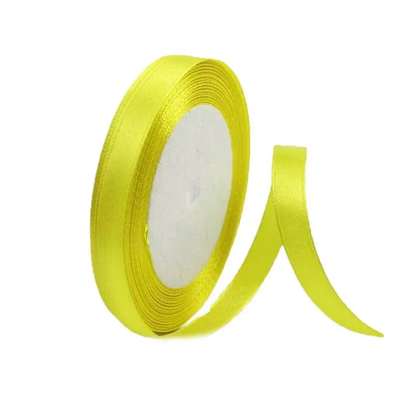 10mm Width Satin Hair Ribbon Wedding Party Decoration Gift Banquet 22m - Lemon Yellow