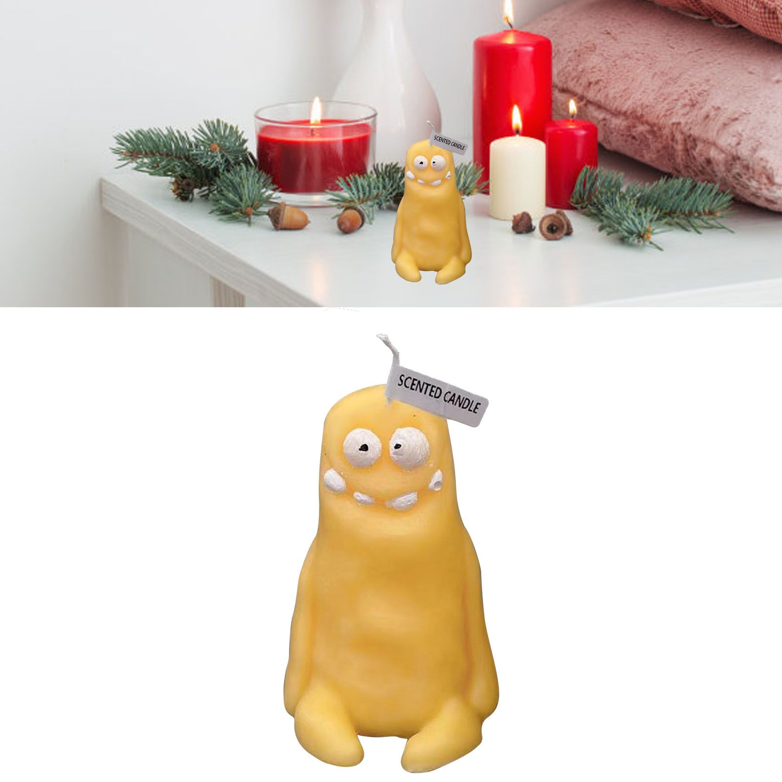 Clay Man Shaped Candle Cartoon Fragrant Candles Funny Ugly Cute Candle Souvenirs Thin Yellow โ image 5