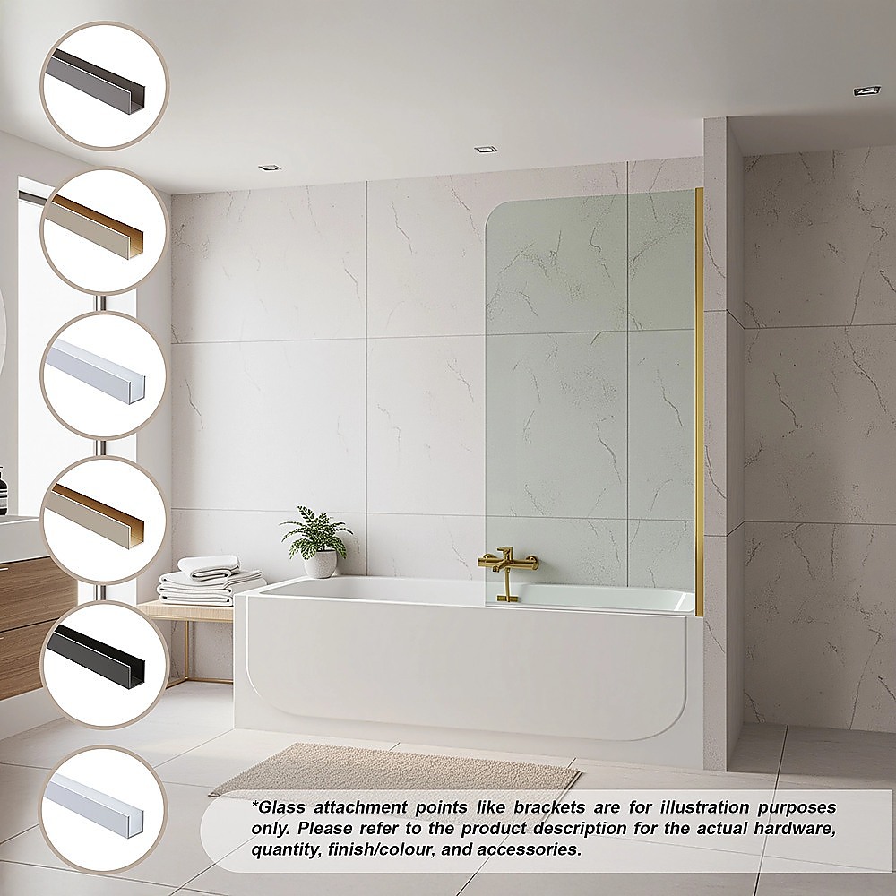 70cm Frameless Glass Bath Screen – Modern Wall Channel in Gunmetal for Stylish Bathroom Upgrade — image 2