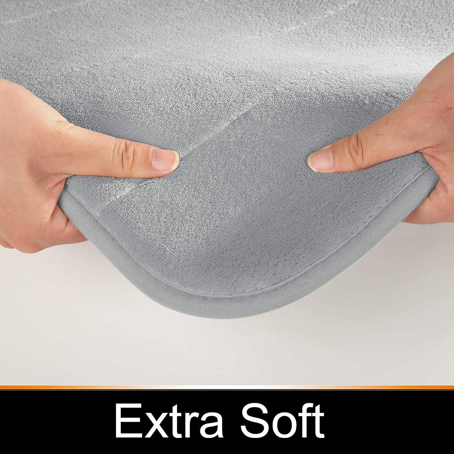 2 Pack Coral fleece Bath Mat Set, Soft Quick-Dry Non-Slip Bathroom Rugs, Machine Washable, Silver, 43.2 × 61 cm and 80 × 50 cm — image 3