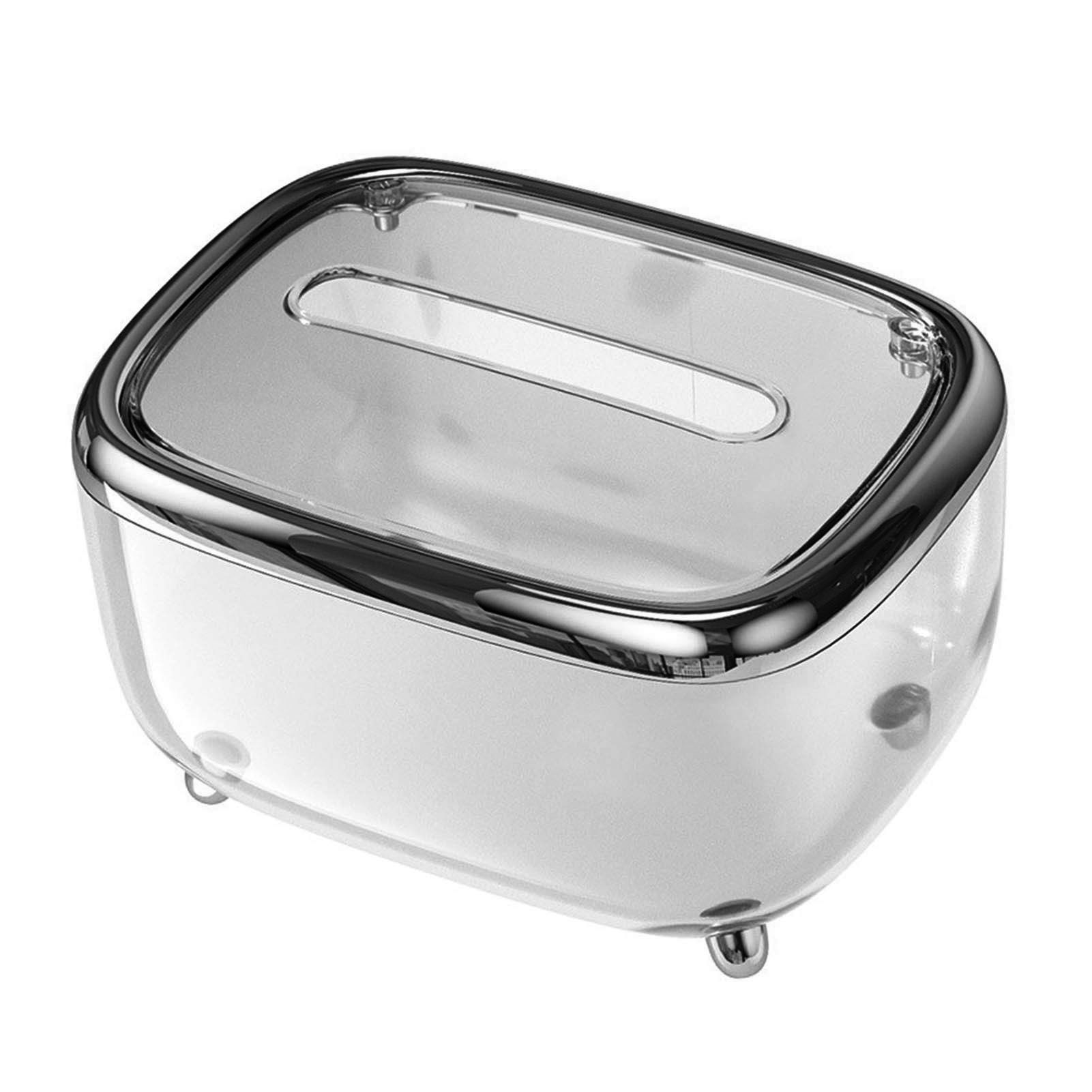 Tissue Box Transparent Napkin Box Simple Creative Storage Box Fixed Lid Paper Organizer Black โ image 2