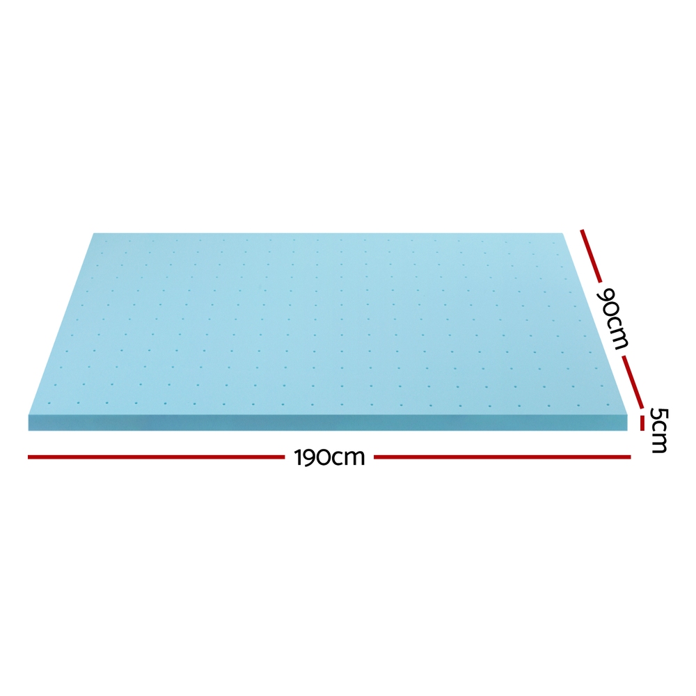 Giselle Bedding Memory Foam Mattress Topper Ventilated Cool Gel 5cm Single โ image 2