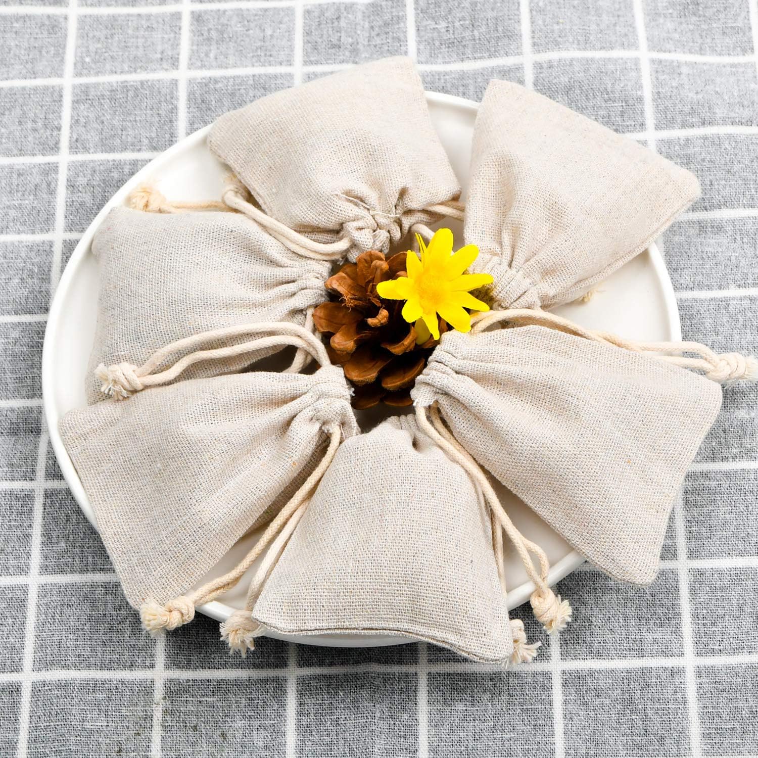 50pcs Double Canvas Drawstring Bag Cotton Pouch Gift Sachet Bags Muslin Reusable Tea Bag 2.75x4 Inch — image 5