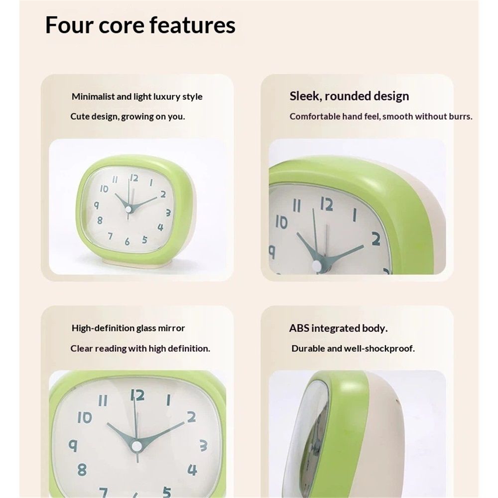 Cute Mini Clock Aesthetic Small Silent Bedside Desk Clock Battery Operated Non-Ticking Shelf Clocks for Décor Livingroom Bedroom Kitchen Desktop Gift — image 5