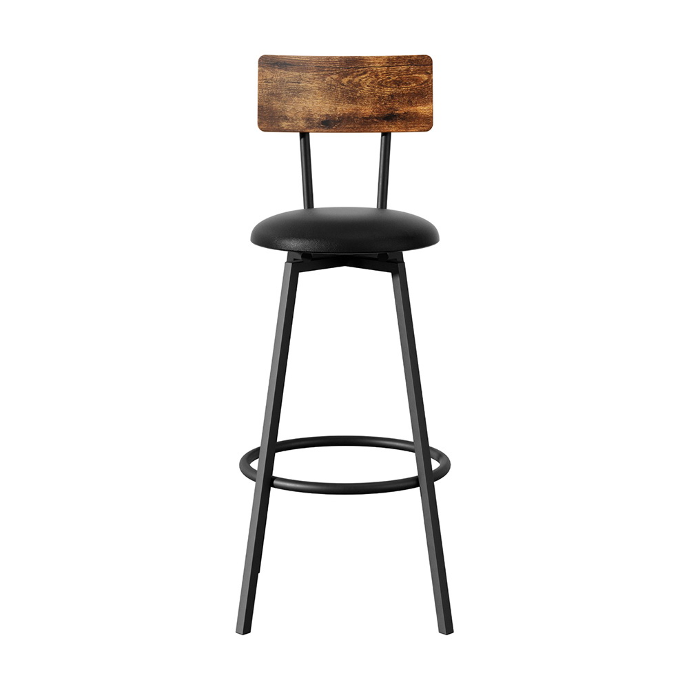Artiss 2X Industrial Bar Stools Upholstered Counter Chairs Steel Frame Anti-Scratch โ image 3