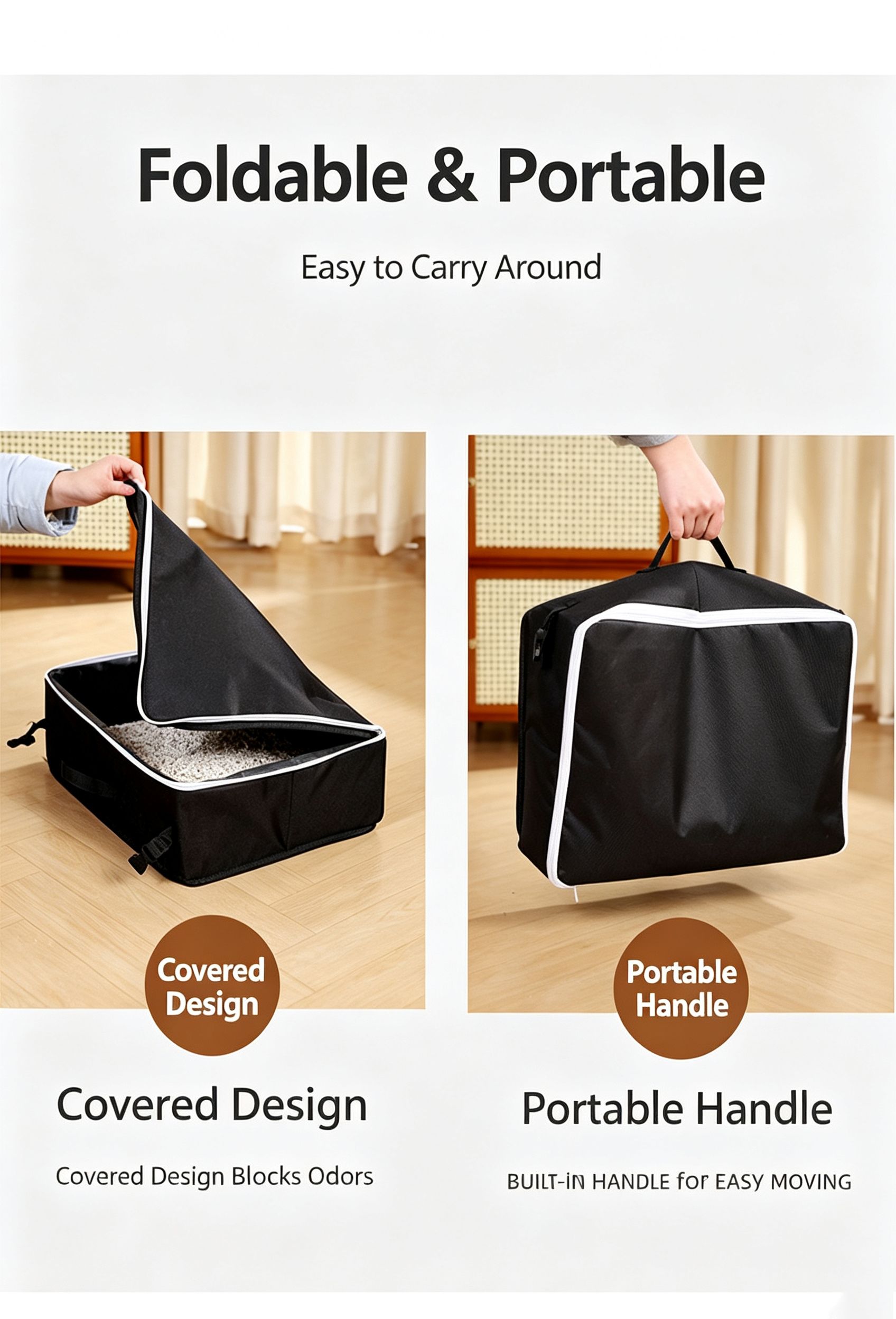 Portable Foldable Cat Litter Box for Travel,large blue — image 5