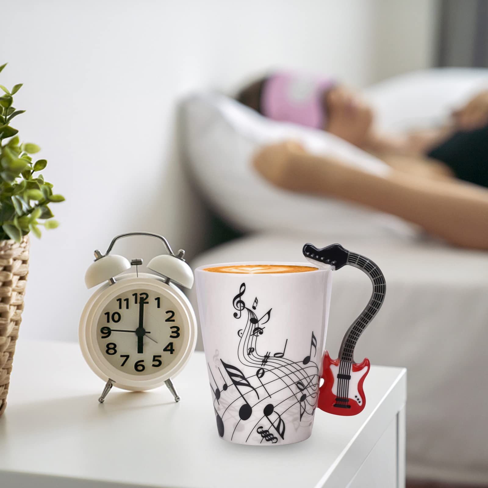 Mug Music Note Tea Coffee Milk Ceramic Guitar Music Cup Mug Gifts for Guitar Players Musicians,Music Lover Gift for Women,Men,Red — image 5
