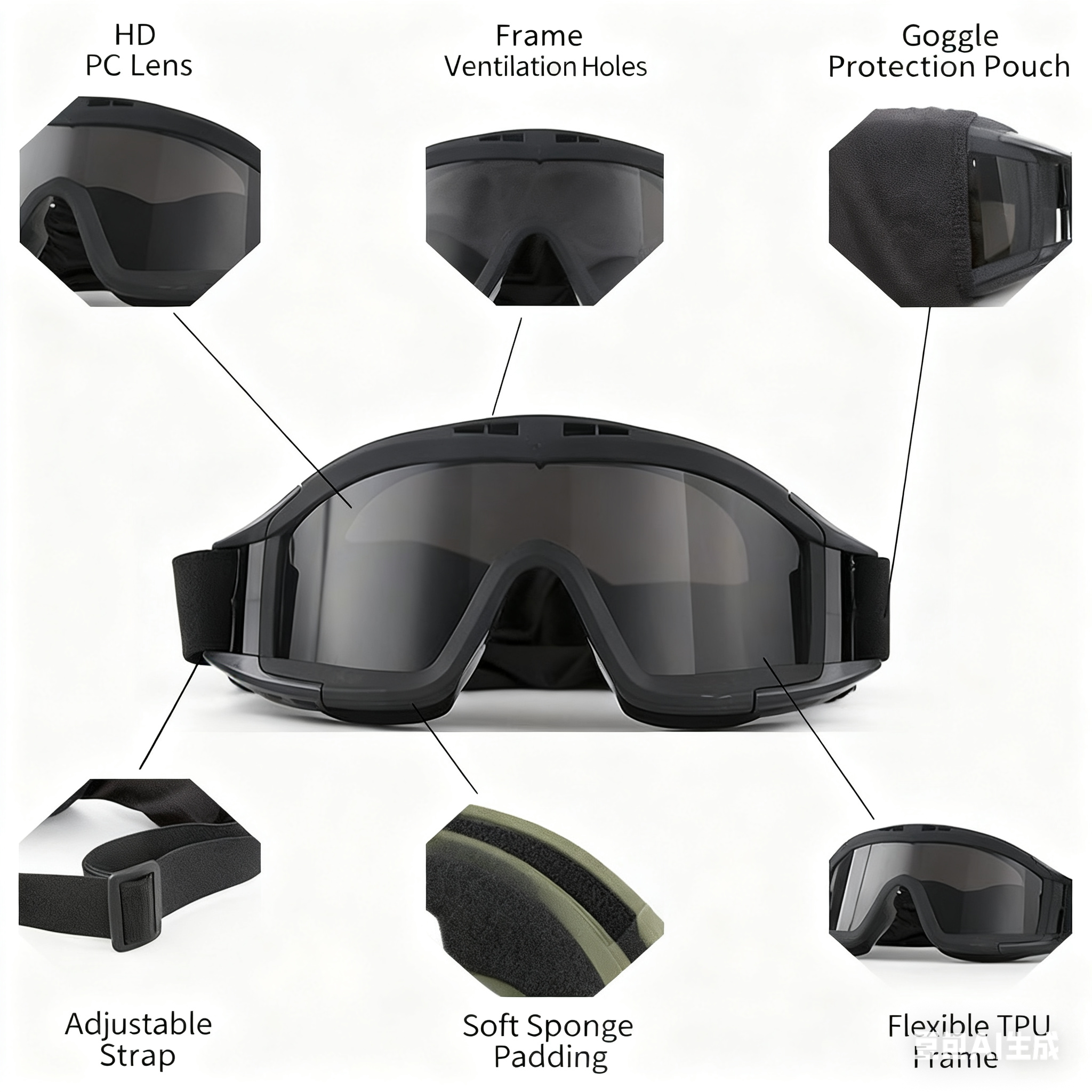 Christmas gifts for husband or boyfriend Tactical Safety Goggles with 3 Interchangeable Lenses, Wind & Dust Protection for Outdoor & Tactical โ image 5