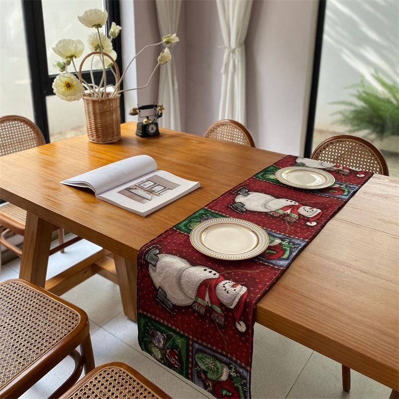 Christmas Party Table Runner, Long Tabletop Decor Linen, Elegant Cabinet Decor Towel, 33*240cm, Pattern 02 ā image 6