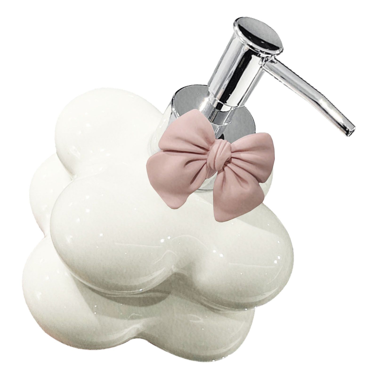 Cloud Press Pump Bottle Ceramic Reusable Decoration Refillable Cloud Shape Dispenser Bottle for Bathroom Colorful — image 2