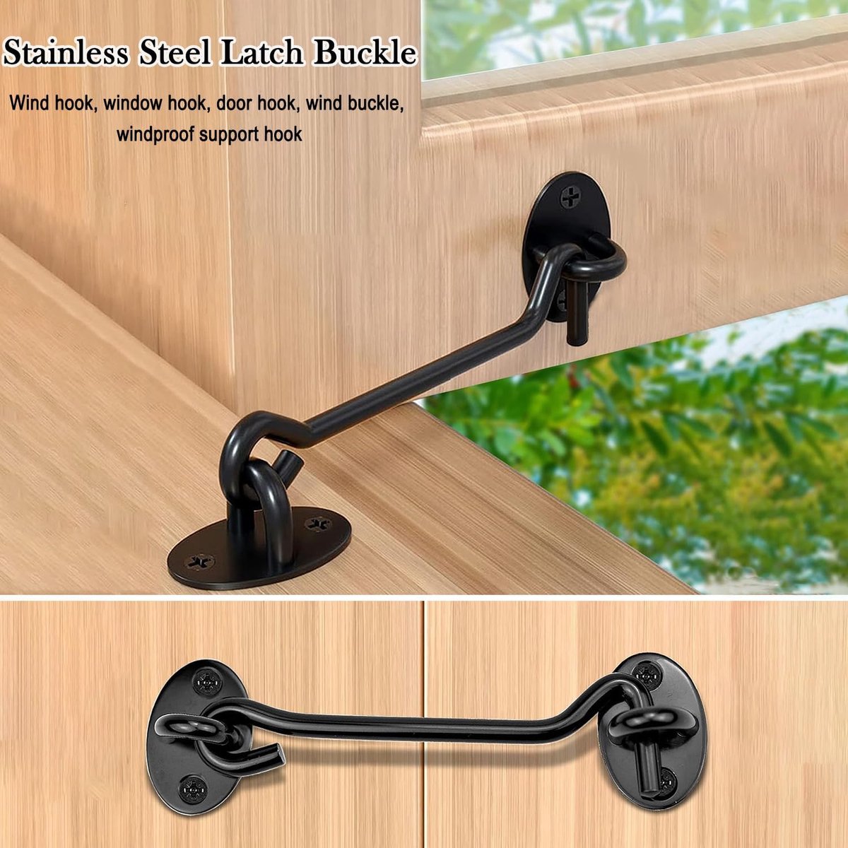 pieces - Wind hook - 3 inch - Wind hooks - Door hinges - Door bolt - Hinge - barn door hook - hook and eye bolt - cabin hooks and eye bolt - swivel window hook — image 4