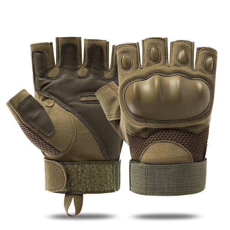 Motorcycle Gloves Fitness Gloves Half-finger Gloves Padded Gloves Gym Gloves - Army green L