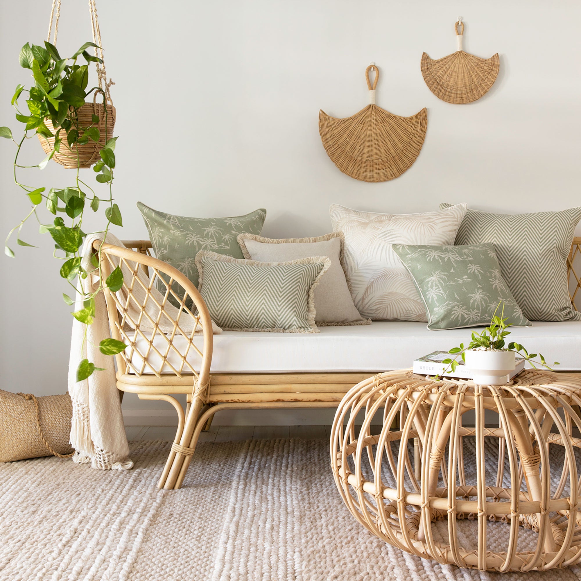 Cushion Cover-With Piping-Postcards Sage-60cm x 60cm — image 5