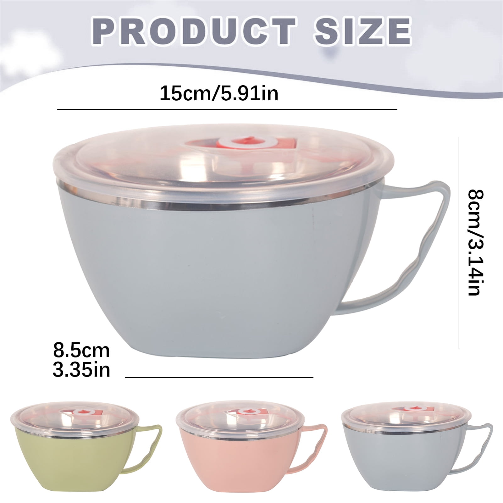 Plastic Soup Bowls with Handles, Microwave Safe Bowl with Lid, Microwavable Soup Mug with Lid, Large Soup Cups for Ramen Noodle Cereal, 1 Pcs, 5.91 × 3.14 — image 2