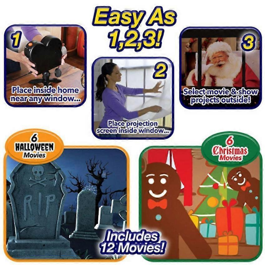 Festival LED Window Projector with 12 Holiday Movies for Christmas & Halloween โ image 4