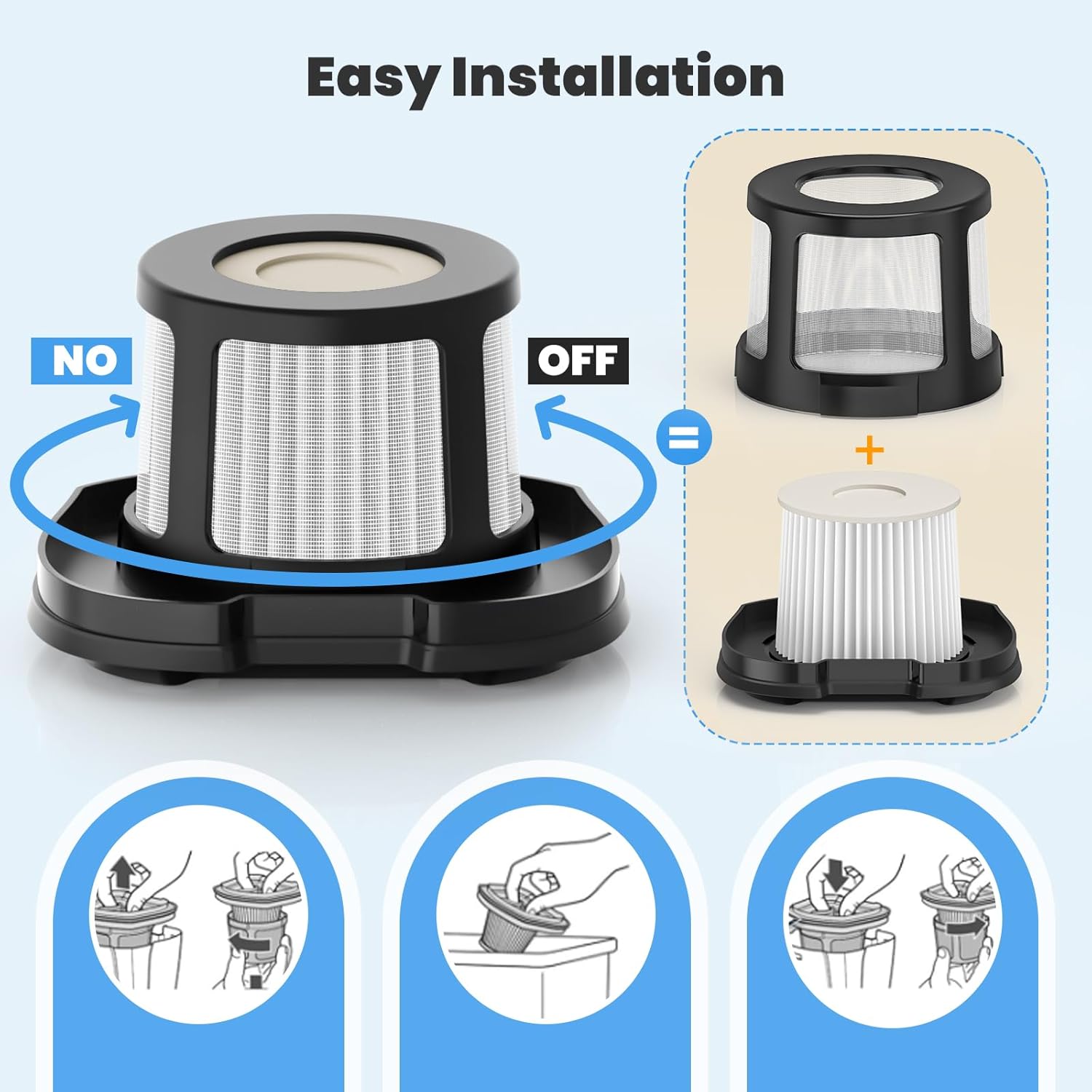 4 Pack 2284w Vacuum Replacement Filter for Bissell Pet Hair Eraser Filter Hand Vacuum 2284W 2390 2389 2390A, Compare to Parts # 1614212 1614203 1614204, 4 Mesh โ image 6