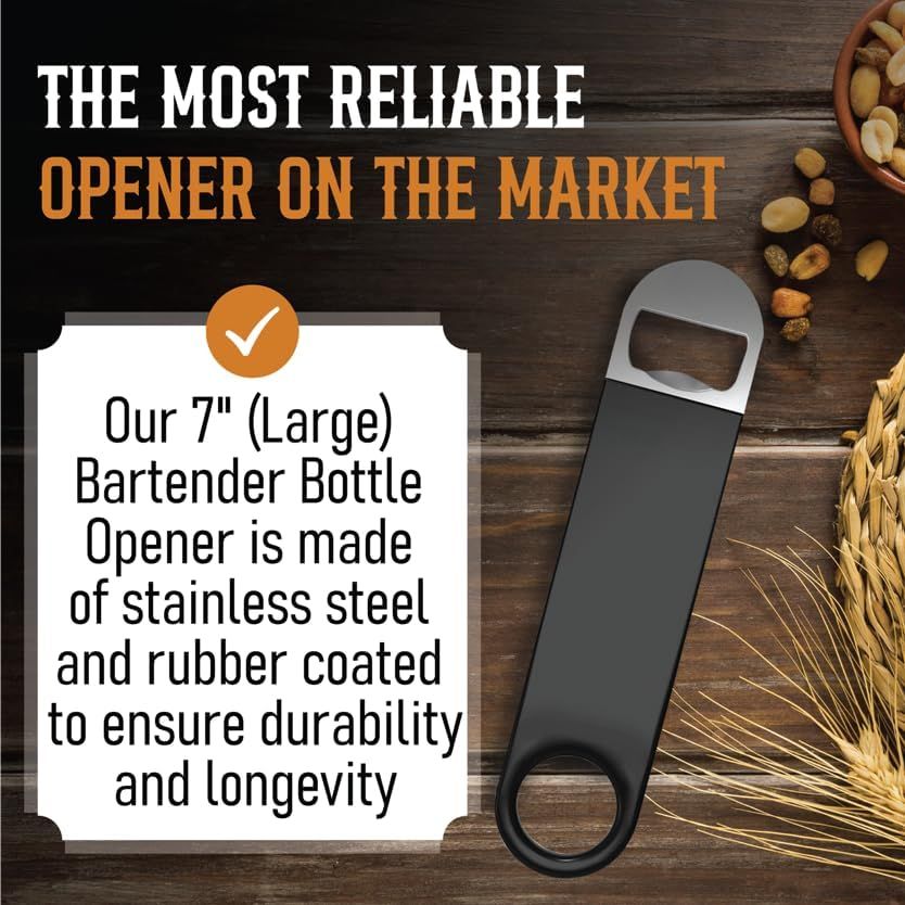 Bartender Bottle Openers, Beer Bottle Openers, Speed Openers 3 Pack by Premium Cold One. Professional Grade: Rubber Coated, Stainless Steel. Large, 7 inch โ image 6