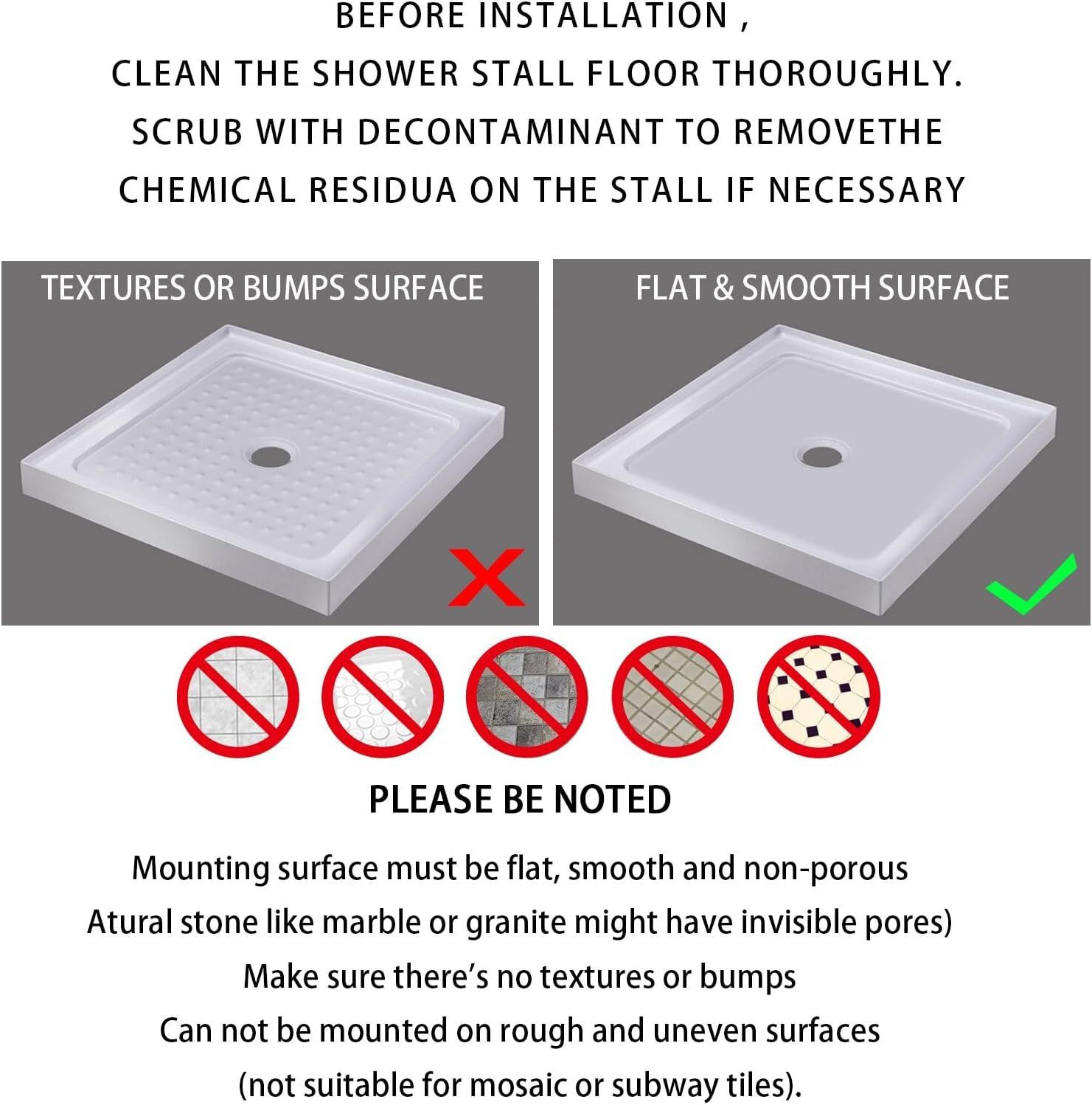 Square Non-Slip Shower Mat with Suction Cups and Drain Holes, Soft Machine-Washable Bathtub Mat for Shower Stalls, Clear Grey, 53.3 × 53 cm — image 3